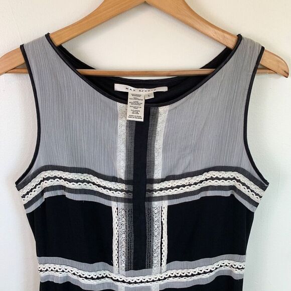 Max Studio Ribbon Lace Black L 12 Lace Lined Cocktail Fairy Whimsigoth Grunge - Picture 2 of 11